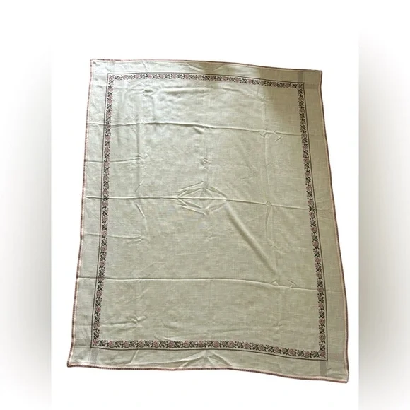5/$25 Beautiful Embroidered floral tablecloth 64”x52” Made in West Germany - Picture 2 of 10